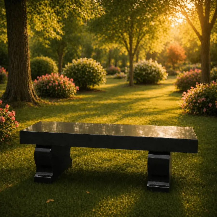 Granite Memorial Bench (with vase) — Design 2