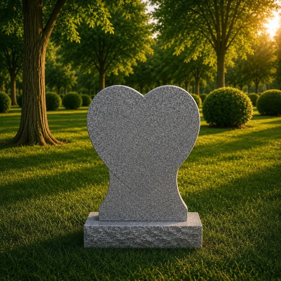 Heart Shape Upright Granite Headstone 16 x 3 x 22