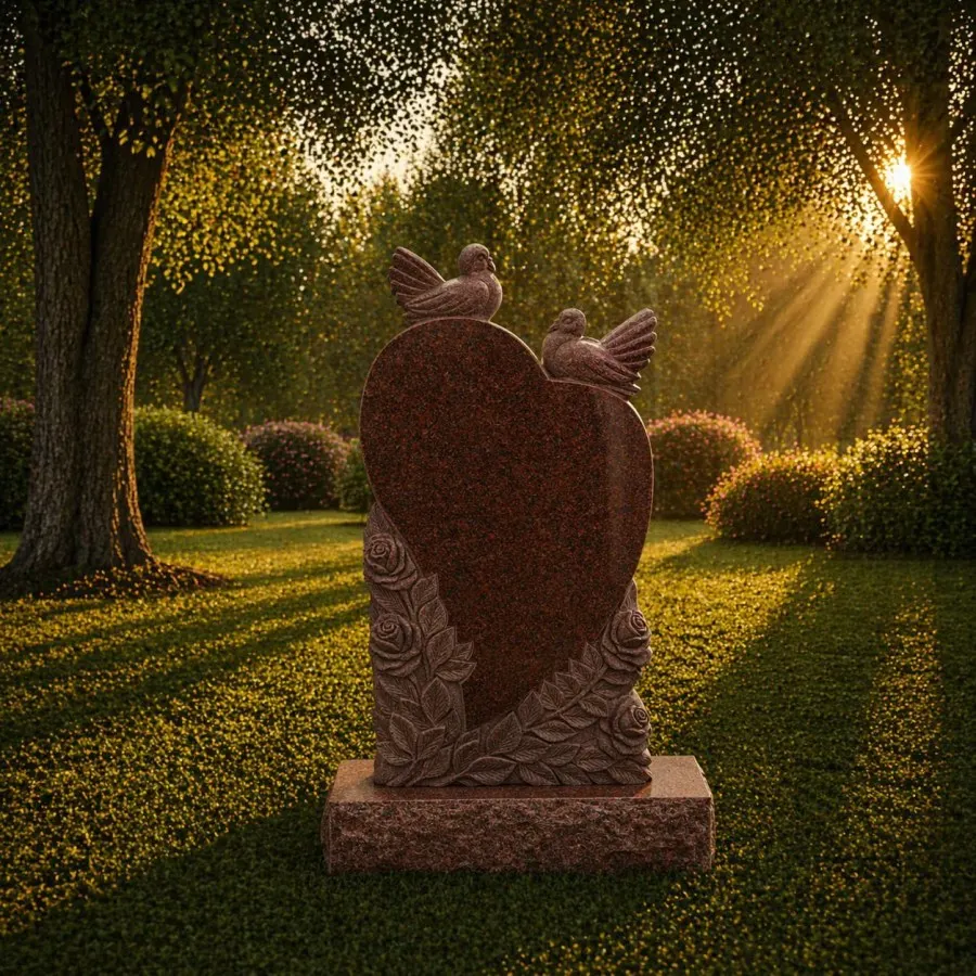 Heart Shape Upright Granite Headstone 18 x 4 x 36