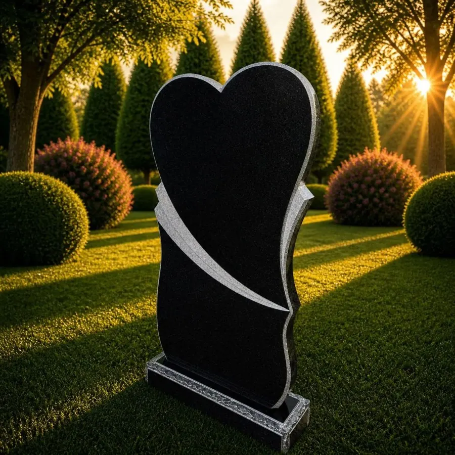 Heart Shape Upright Granite Headstone 24x3x46