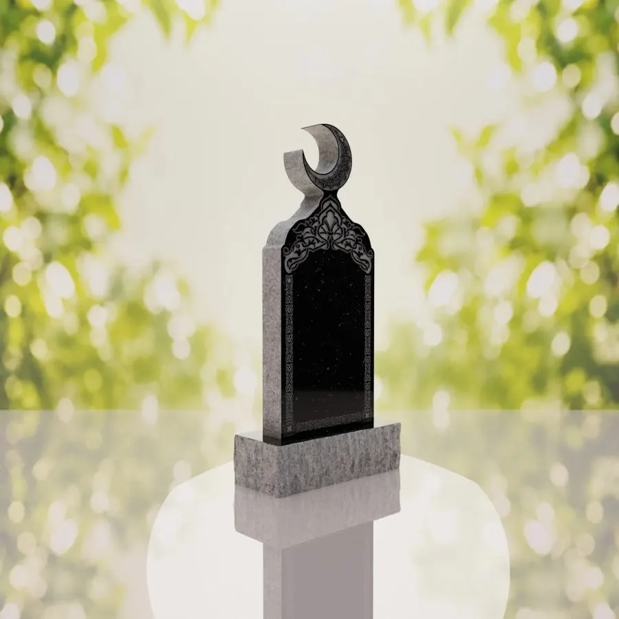 Islamic Crescent Granite Headstone