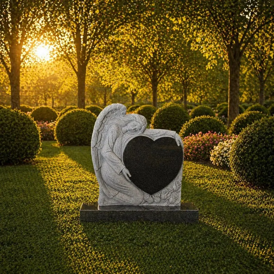 Angel Heart Shape Granite Headstone