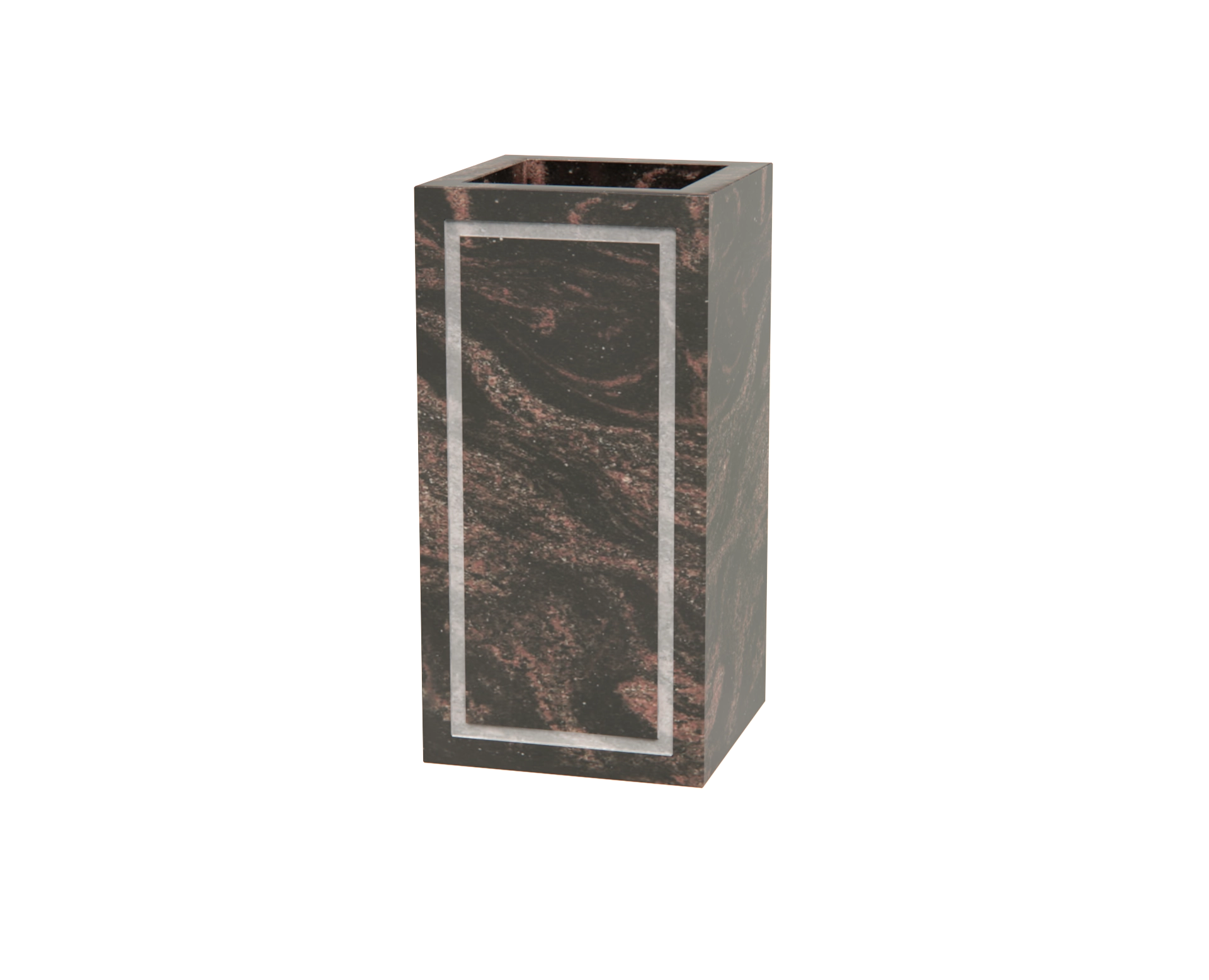 Luxury Granite Cemetery Vase with Engraved Border Panel in Indian Aurora