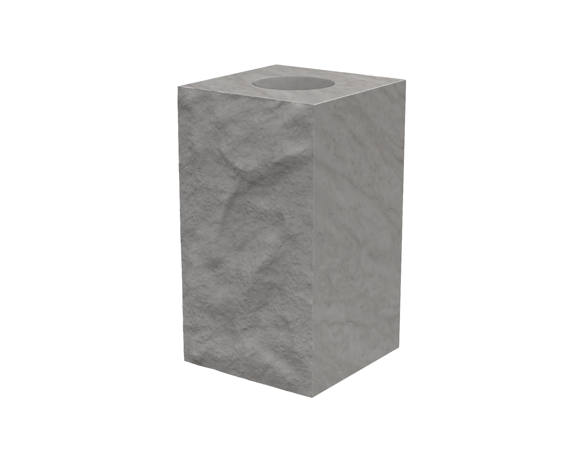Luxury Granite Cemetery Vase with Rock-Pitched Sides in Carrara White