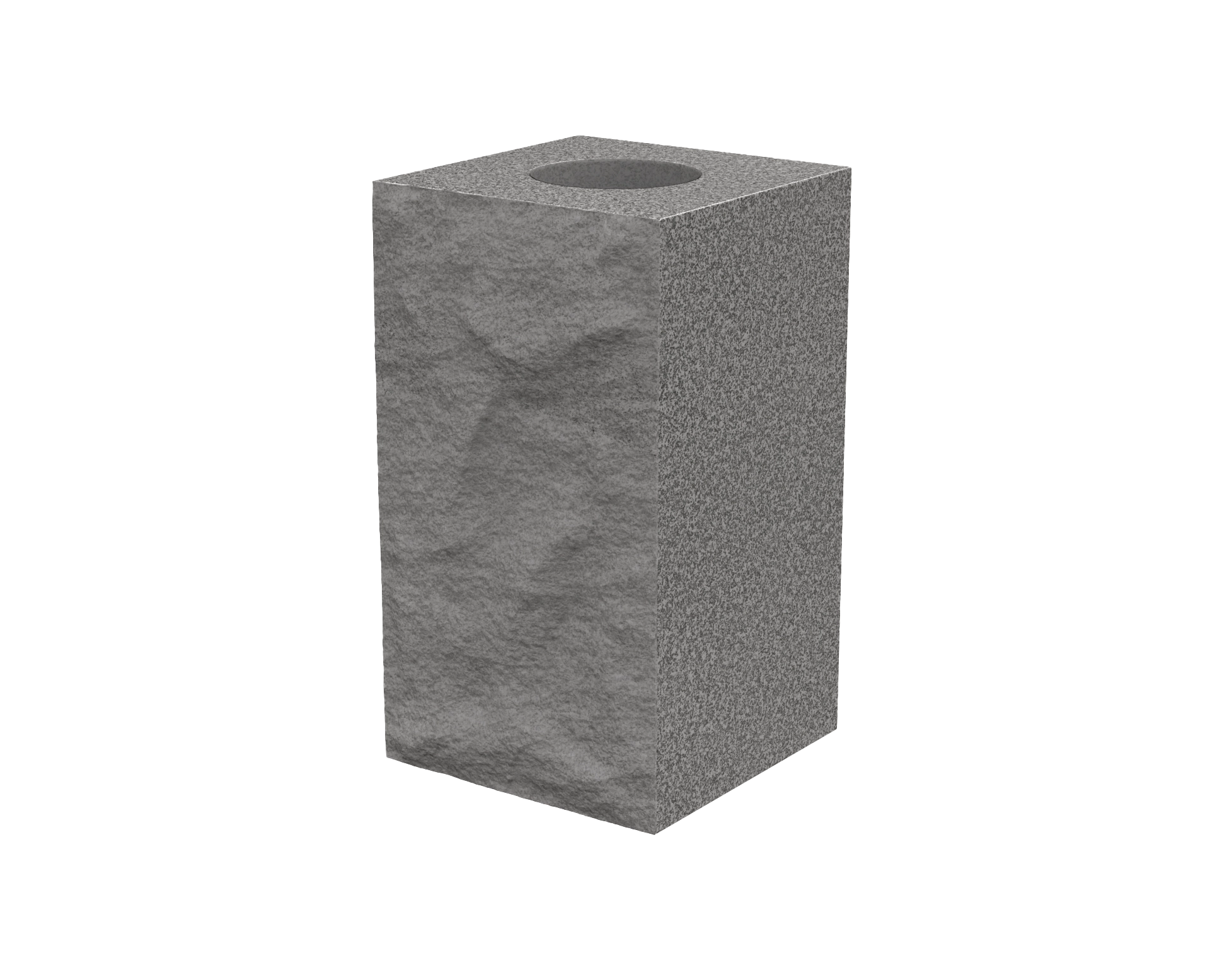 Luxury Granite Cemetery Vase with Rock-Pitched Sides in Elite Grey