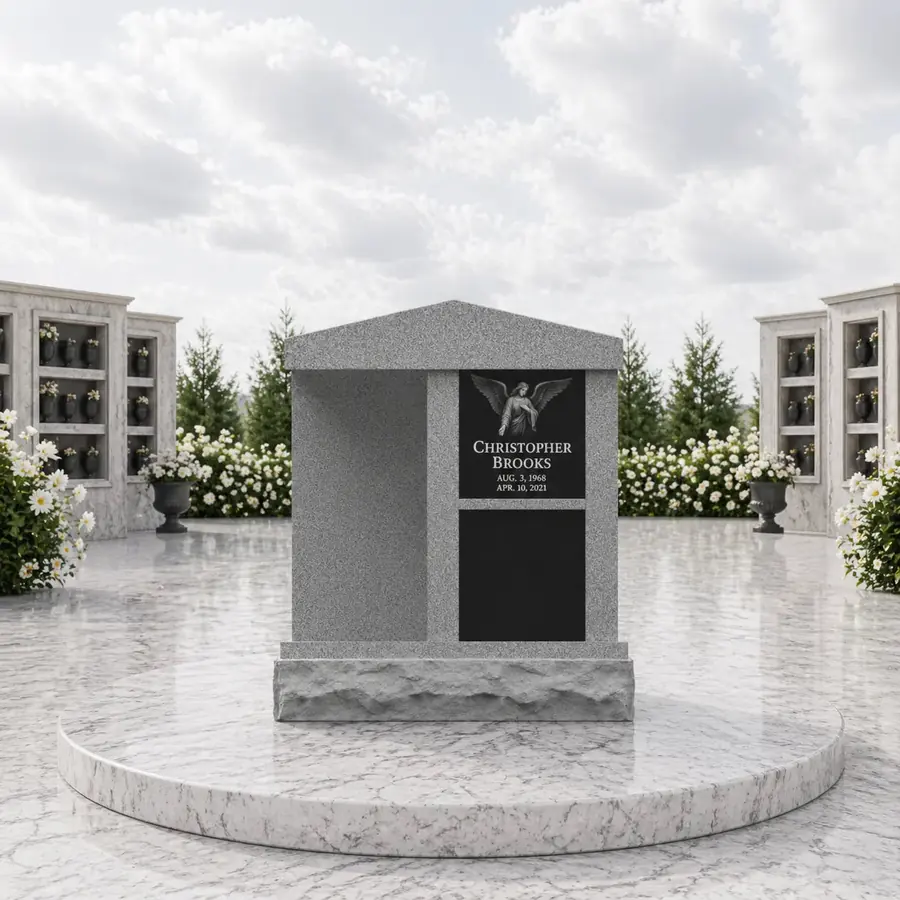 Modern 2-Level Granite Columbarium Monument