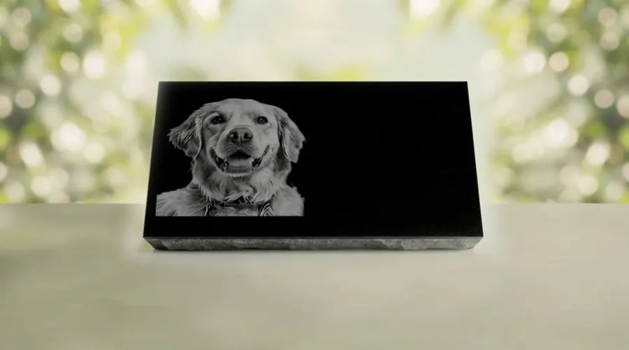 Personalized Dog Portrait Flat Granite Memorial