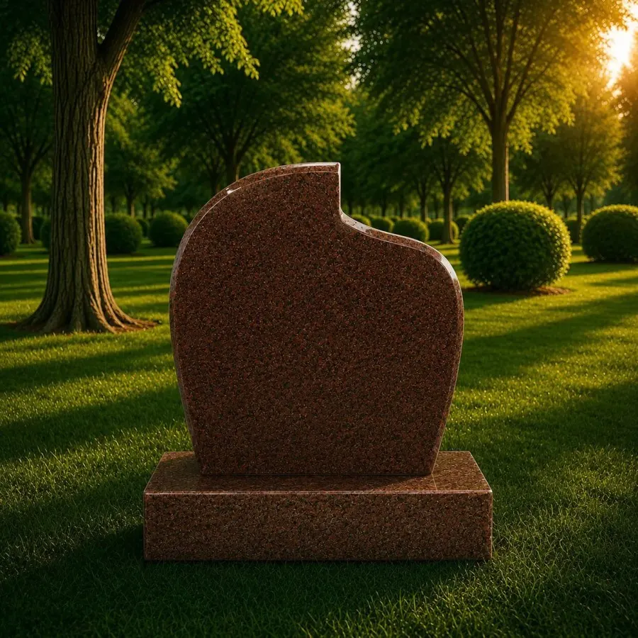 Tear Drop Shape Granite Headstone 18 x 3 x 18 (red granite upright headstone 18 x 3 x 18)