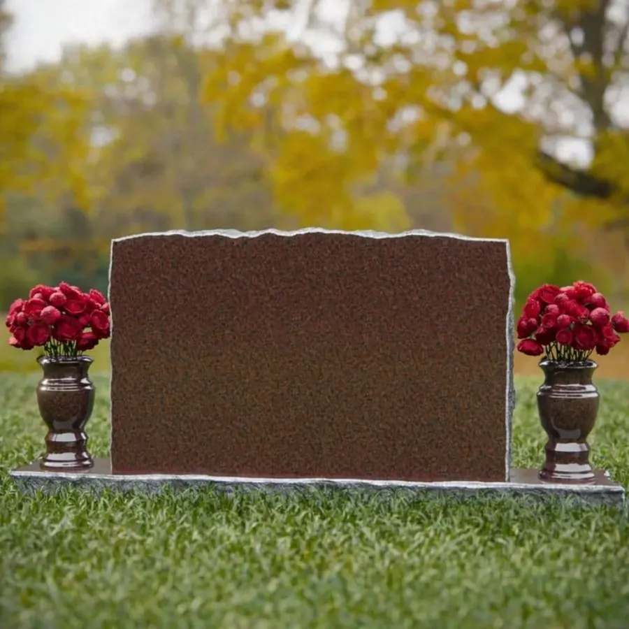Rock-Pitched Top Companion Upright Granite Headstone