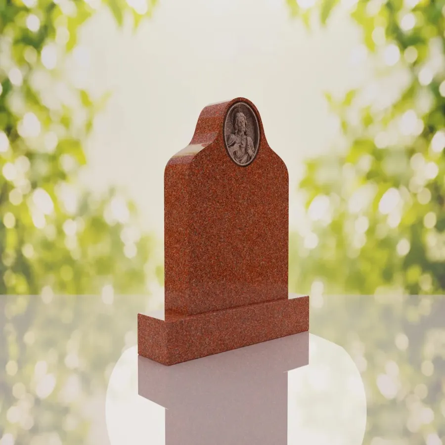 Sacred Heart of Jesus Catholic Granite Headstone 20 x 5 x 30