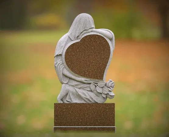 Guardian Embrace Heart Granite Headstone 24x4x44