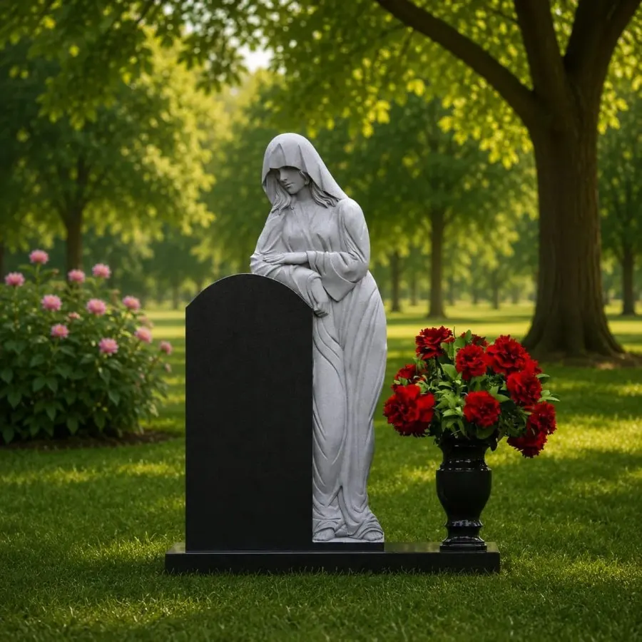 Sculpted Woman Shape Granite Headstone