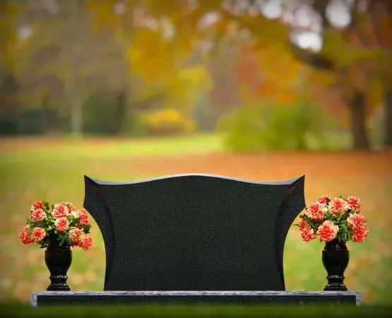 Serpentine Companion Granite Headstone with Winged Sides