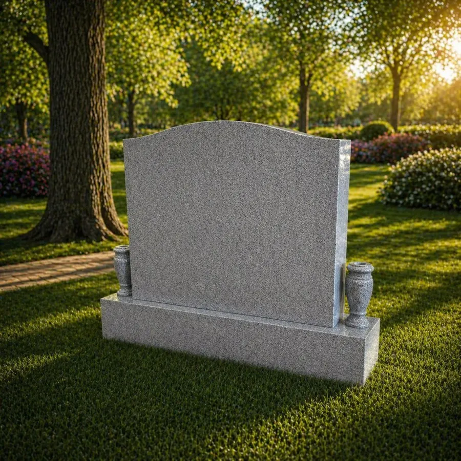 Serpentine Companion Upright Granite Headstone (with dual vases 2)