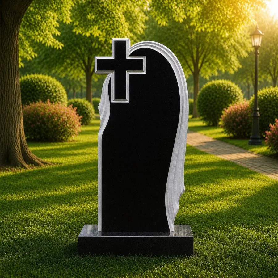 Serpentine Cross Upright Monument 15x3x31