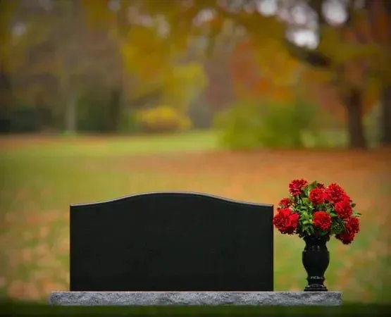 Serpentine-Top Companion Upright Granite Headstone with Single Vase 43 x 10 x 13