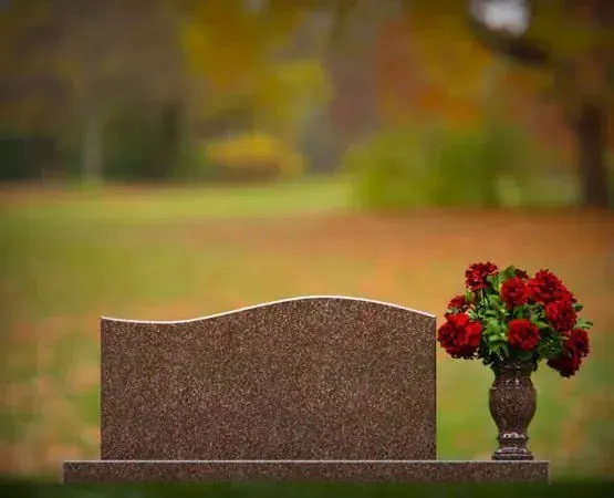 Serpentine-Top Companion Upright Granite Headstone with Single Vase 43 x 3 x 21