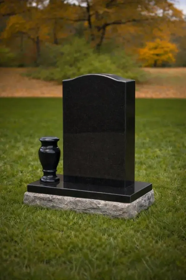 Serpentine Upright Granite Headstone with Vase 20 x 5 x 30