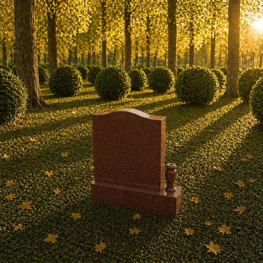 Serpentine Upright Granite Headstone with Vase — Design 8