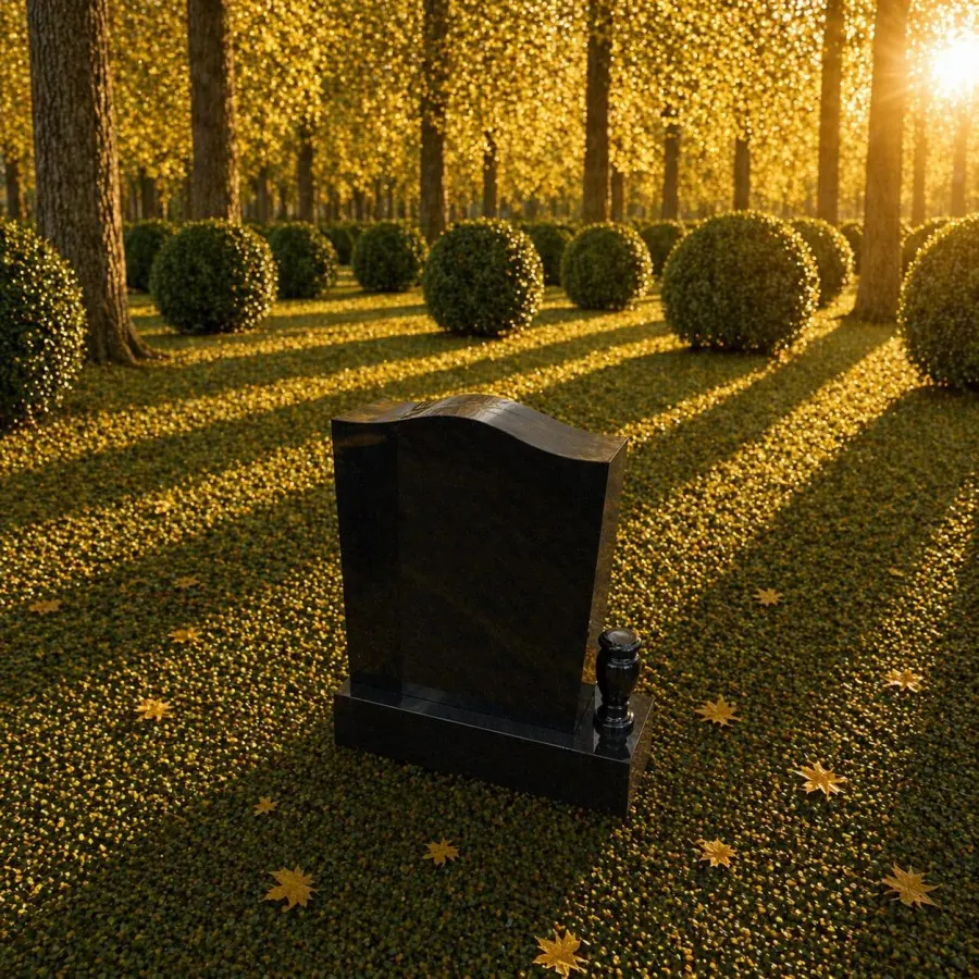 Serpentine Upright Granite Headstone with Vase 24 x 8 x 30