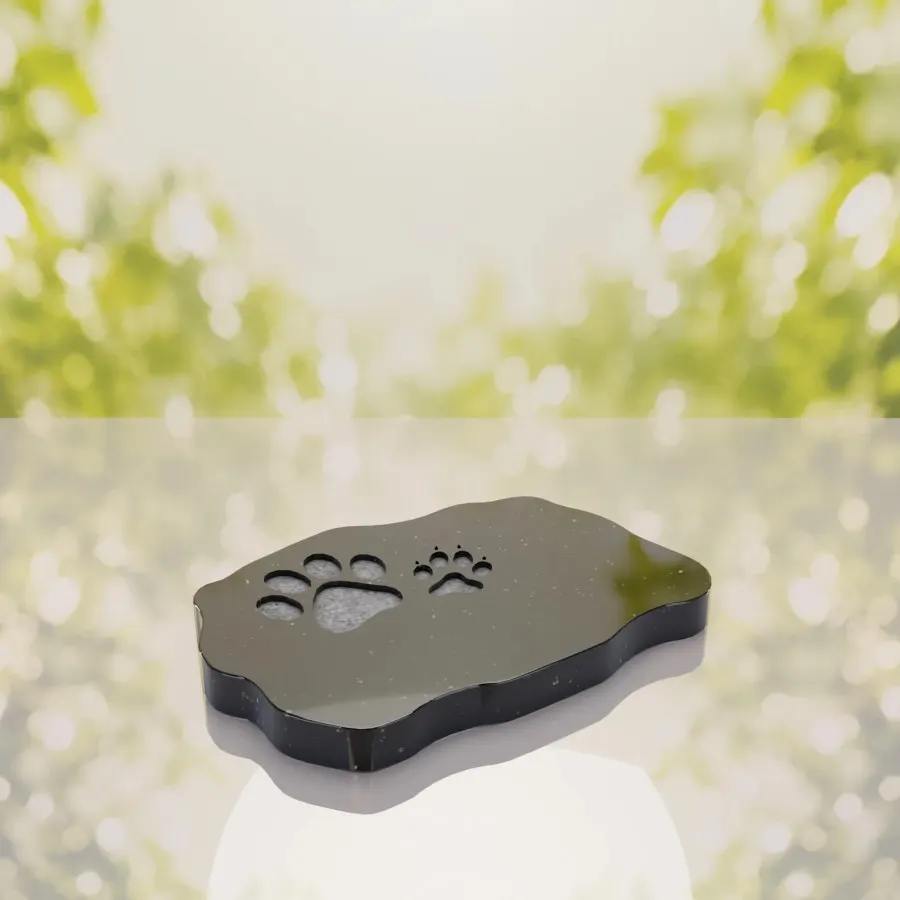 Shape Flat Pet Headstone with Paw Prints