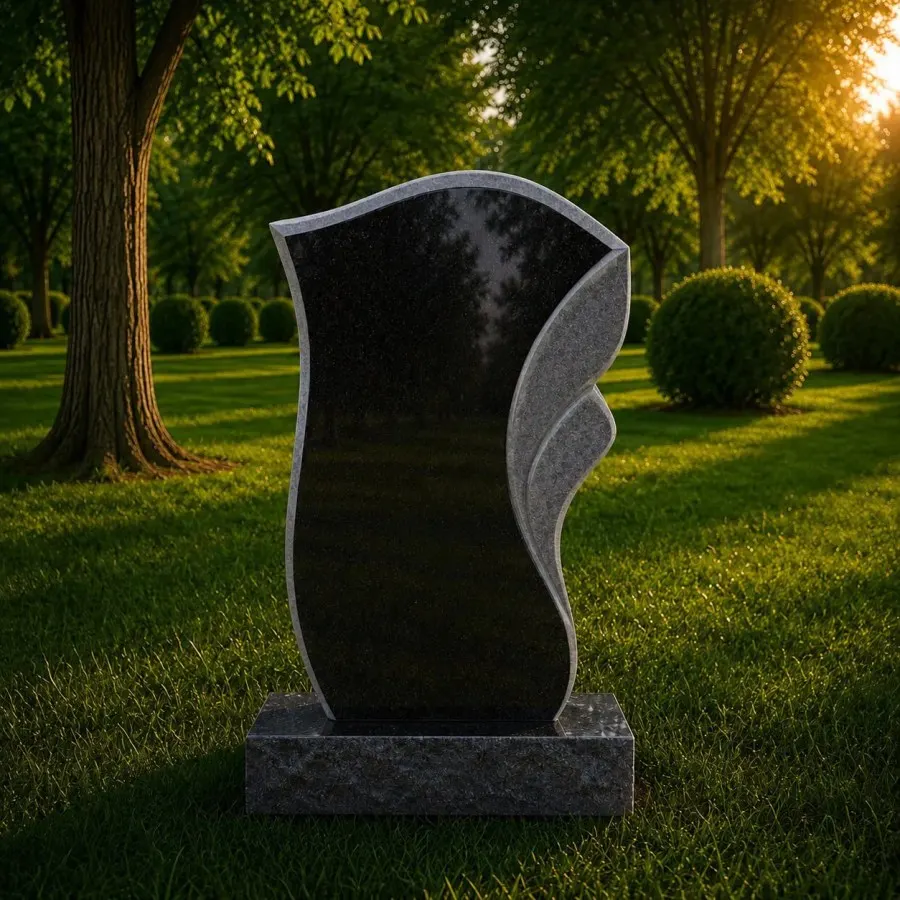 Flowing Shape Granite Headstone 16 x 3 x 26
