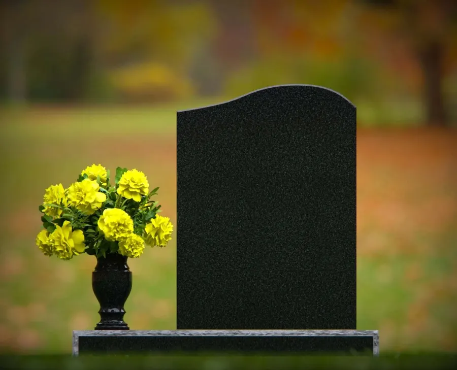 Single Upright Granite Headstone with Serpentine Top 20x3x28