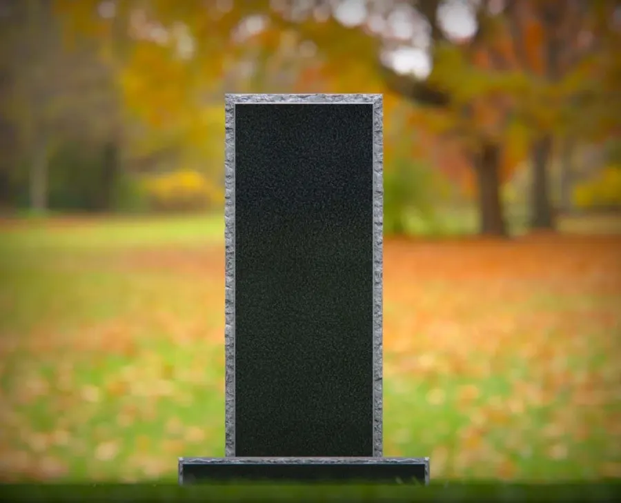 Straight-Top Rock-Edge Upright Granite Headstone 16 x 5 x 36