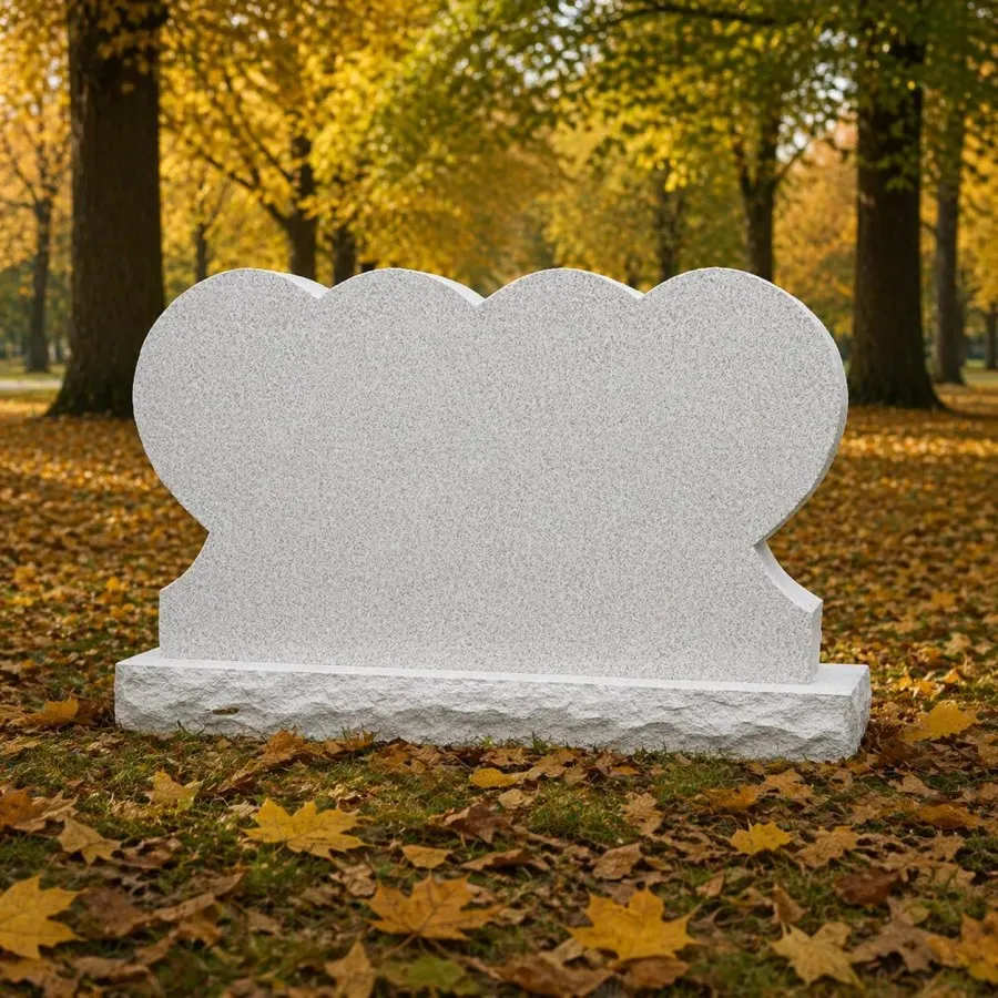 Triple Heart Companion Headstone 42 x 6 x 28