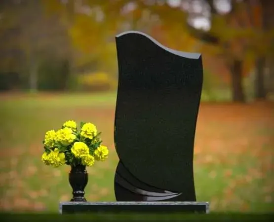 Modern Black Wave Granite Headstone 20 x 3 x 39