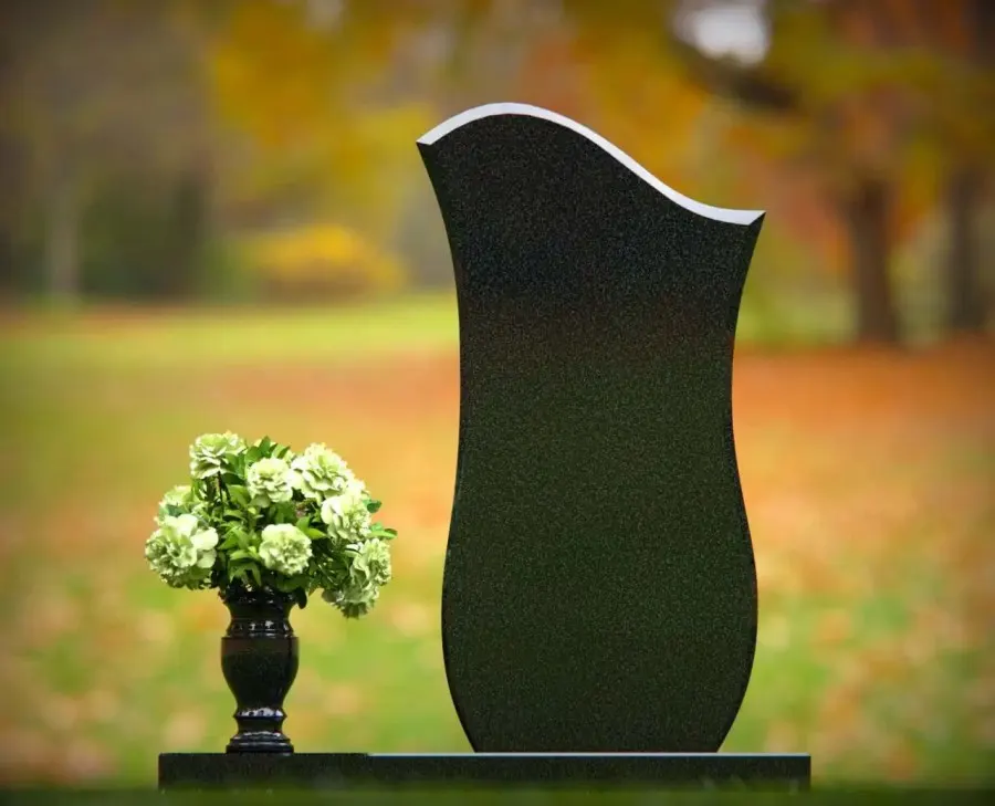 Wave-Edge Upright Granite Headstone