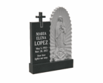 Granite Headstone with Religious Design - Virgin Mary and Cross