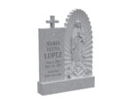 Upright Catholic Granite Headstone with Virgin Mary Statue