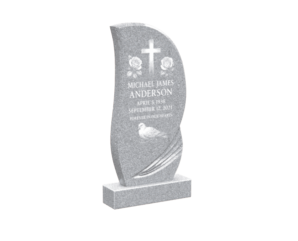 1280.2.16376.1 Modern Upright Memorial with Cross, Roses and Dove - Image 1