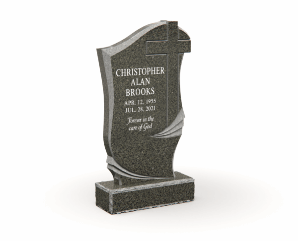 Elegant Granite Headstone with Cross Motif - Image 1