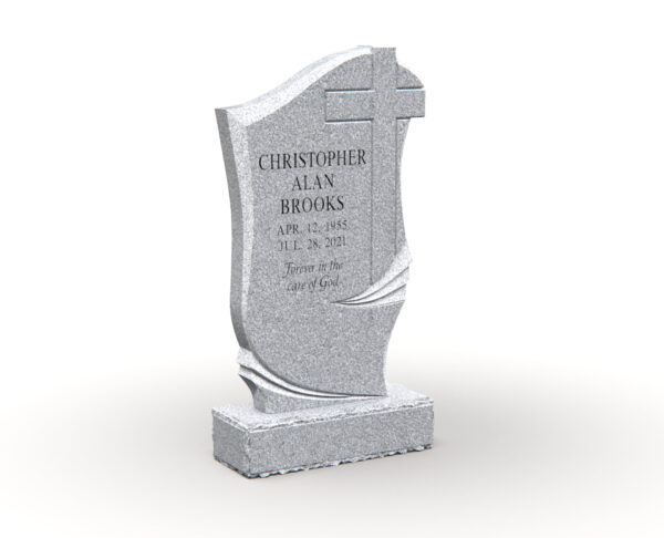 Elegant Granite Headstone with Cross Motif - Image 1