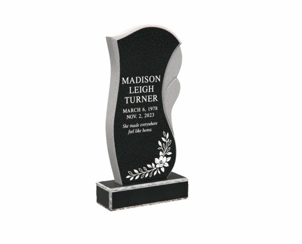 Modern Wave Design Headstone with Elegant Detailing - Image 1