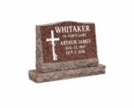 Elegant Slant Headstone with Cross and Rosary Symbol