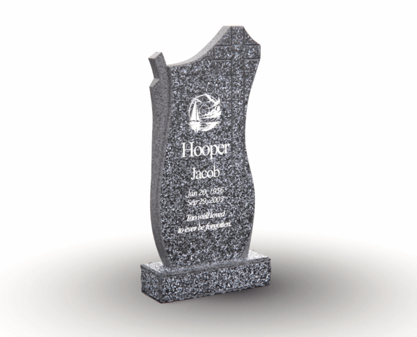 Elegant Upright Headstone with Cross and Sailing Ship Symbol - Image 1