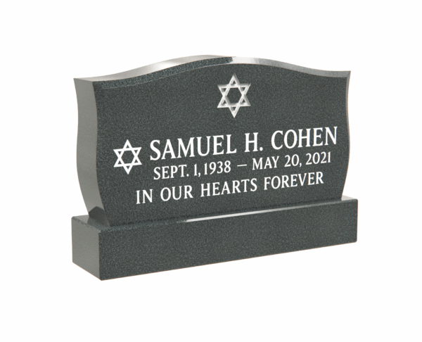 Upright Headstone with Star of David Engravings - Image 1