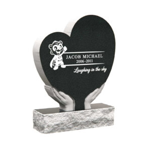 Heart-Shaped Memorial Headstone with Embracing Hands