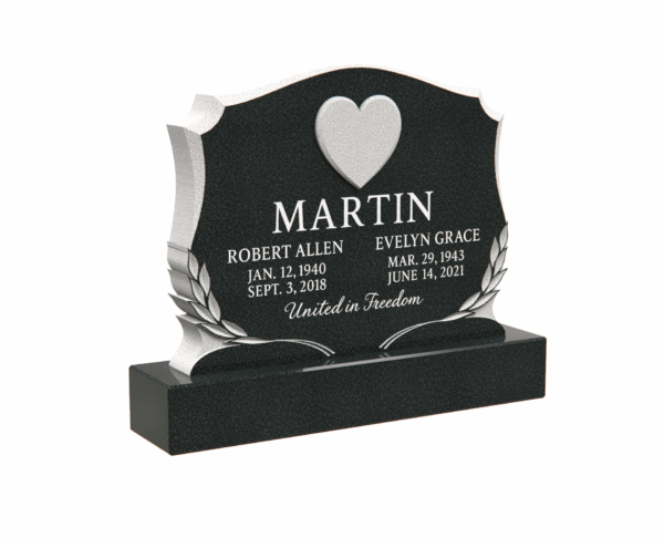 Granite Headstone with Heart and Laurel Design - Image 1