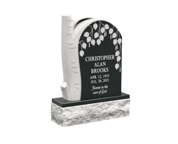 Granite Headstone with Weeping Willow Tree Design - Image 1