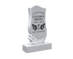 Elegant Upright Granite Headstone with Carved Leaves and Cross