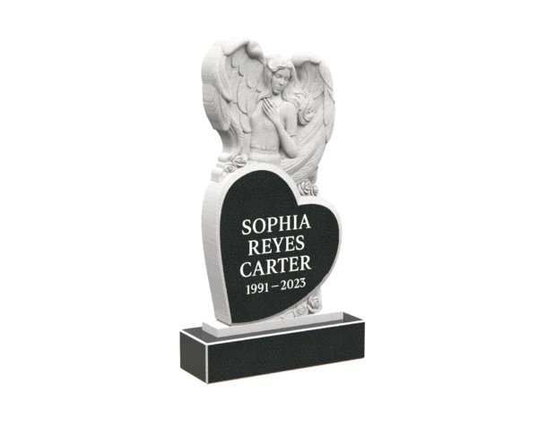 Heart-Shaped Angel Memorial Headstone - Image 1