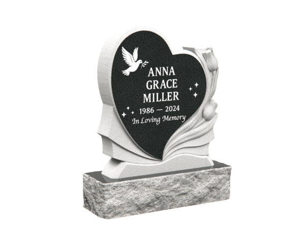 Heart-Shaped Granite Memorial Headstone - Image 1