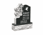 Headstone - Granite Orthodox Cross  with Floral Engraving