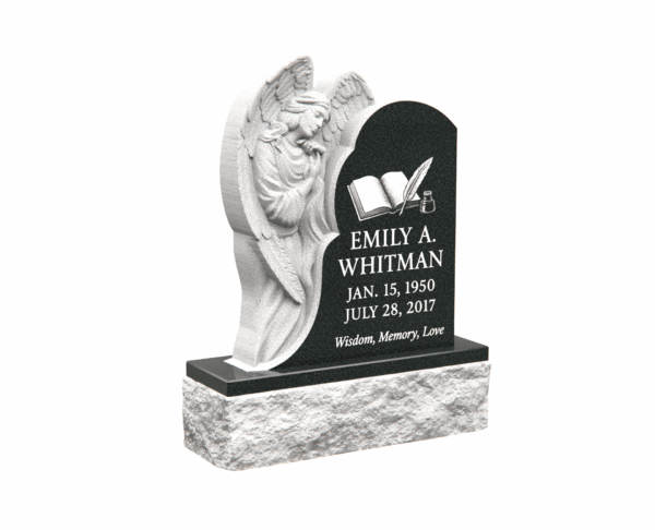 Guardian Angel Embracing Granite Headstone – A Tribute of Love - Image 1