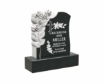 Elegant Brown Granite Headstone with Rose Engraving