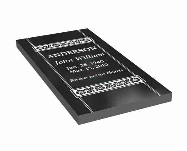 Simple Granite Grave Ledger with Decorative Corners - Image 1